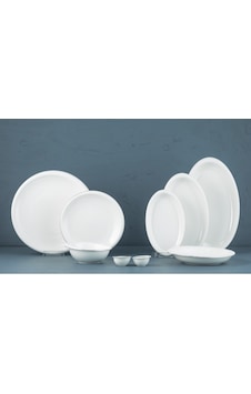 Evaliza Stripe Platin 30 Parça Yemek Takımı- 6 Kişilik Beyaz - Platin