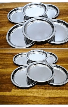 Çelik Mini Tabak- Kahvaltı Tabağı - Meze Tabağı- İkramlık-çerezlik- 11 Cm Çap -6 Adet Gümüş Çelik Mini Tabak- Kahvaltı Tabağı - Meze Tabağı- İkramlık-çerezlik- 11 Cm Çap -6 Adet Gümüş