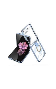 Galaxy Uyumlu Z Flip 6 Kılıf Zore Yüzüklü Kıpta Kapak Mavi