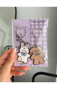Kawaii Bunny Bear İkili Anahtarlık
