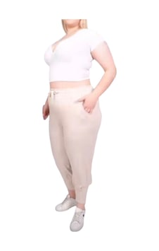 Petunya Butik Paça Pensli Viscon Pantolon Bej