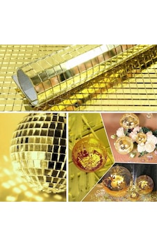 Buğz Kare Gold Cam Mozaik Fayans Çıkartmaları El İşi Kare Cam Fayans Kendinden Yapışkanlı Aynalı Dekor Panel 30x30 Cm