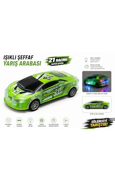 Işıklı Şeffaf Yarış Arabası Sürtmeli Oyuncak Spor Araba Led Işıklı Yeşil Işıklı Şeffaf Yarış Arabası Sürtmeli Oyuncak Spor Araba Led Işıklı Yeşil