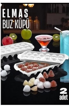 Buz Kalıbı Elmas İçecek Buz Kalıbı - Mutfak Buz Kalıbı Kolay Çıkarılır Buz Kalıbı 2 Adet 721629 Çok Renkli