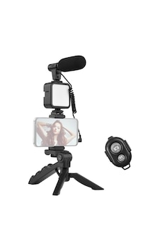 Telefon & Bilgisayar Mikrofon Kontrolörü Akıllı Gürültü Azaltma, Rüzgar Süngeri, Video Vlog Kiti Siyah