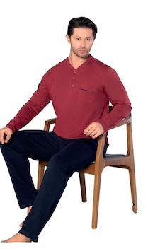 Melodi 18010 %100 Pamuk Uzun Kol Erkek Pijama Takımı Bordo