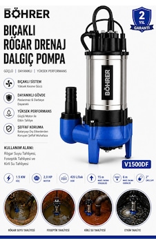 V1500df Bıçaklı Rögar Drenaj Dalgıç Pompa 2 Hp 420 L/dak Foseptik, Kirli Su Ve Atık Su Tahliy V1500df Bıçaklı Rögar Drenaj Dalgıç Pompa 2 Hp 420 L/dak Foseptik, Kirli Su Ve Atık Su Tahliy