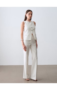 Dilvin 72696 Orta Bel Geniş Paça Pantolon-ekru Dilvin 72696 Orta Bel Geniş Paça Pantolon-ekru