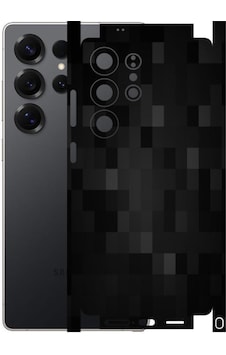 Samsung S25 Ultra İle Uyumlu Pixel Desenli Siyah Arka Kaplama Kılıf Değildir