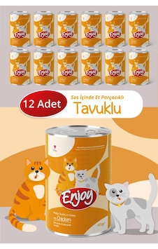 Enjoy Tavuklu Kedi Konservesi Sos İçinde Et Parçacıklı 400 Gr X12 Enjoy Tavuklu Kedi Konservesi Sos İçinde Et Parçacıklı 400 Gr X12