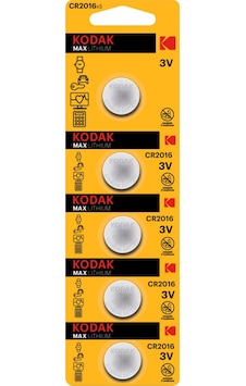 KODAK CR2016 MAX LİTYUM 3V PARA PİL 5 ADET