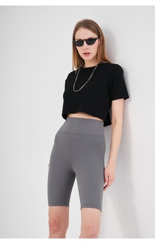 Thiff Gymwear Antrasit Yüksek Bel Toparlayıcı Kısa Şort Spor Fitilli Biker Tayt Thiff Gymwear Antrasit Yüksek Bel Toparlayıcı Kısa Şort Spor Fitilli Biker Tayt
