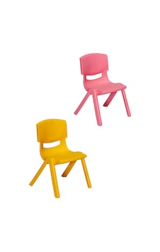 2 Adet Kreş Anaokulu Çocuk Sandalyesi Sert Plastik- Pembe/sarı 2 Adet Kreş Anaokulu Çocuk Sandalyesi Sert Plastik- Pembe/sarı