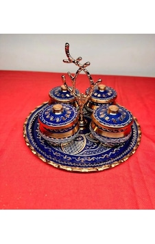 Bakır 4lü Baharatlık 4 Mavi
