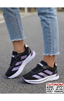 Papucumun Dünyası Tutinom Unisex Çocuk Spor Ayakkabı Kız Ve Erkek Siyah - Lila