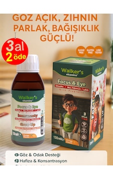 Walker's Vitamins Focus Eye Kids Şurup 150 Ml Sitikolin Lutein Beta Glukan Walker's Vitamins Focus Eye Kids Şurup 150 Ml Sitikolin Lutein Beta Glukan