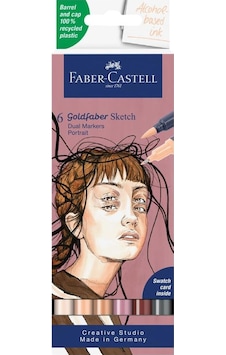 Faber-castell Gofa Sketch Portre Markör Seti, 6 Lı, Çift Uçlu, 0.