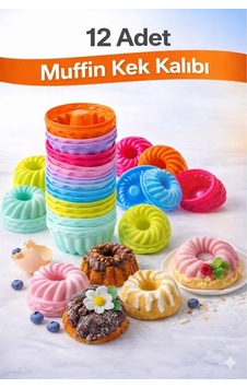Silikon Mini Kek Kalıbı, Muffin Kalıbı, Tekrar Kullanılabilir, Yapışmaz-12 Adet Çok Renkli - 904904803 Çok Renkli Silikon Mini Kek Kalıbı, Muffin Kalıbı, Tekrar Kullanılabilir, Yapışmaz-12 Adet Çok Renkli - 904904803 Çok Renkli