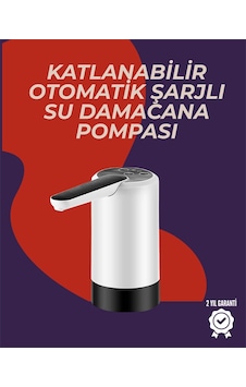Otomatik Damacana Su Pompası 40-80 Saniye Zaman Ayarlı %90 Açılabilir Hijyenik Tasarım Şarjlı Ve Portatif Çokrenkli Otomatik Damacana Su Pompası 40-80 Saniye Zaman Ayarlı %90 Açılabilir Hijyenik Tasarım Şarjlı Ve Portatif Çokrenkli