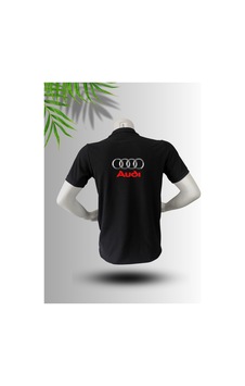 Frooy Audi Logo Baskılı Polo Yaka Pamuklu T-shirt Siyah Frooy Audi Logo Baskılı Polo Yaka Pamuklu T-shirt Siyah