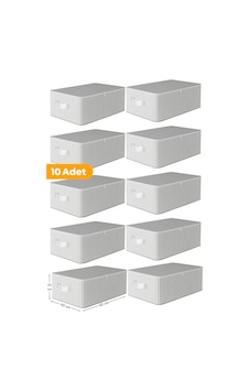 Serstil 10 Adet Antrasit Çizgili Büyük Boy Baza Altı Ve Çekyat Hurç - 65x45x22 Cm - Organizer. Gri Serstil 10 Adet Antrasit Çizgili Büyük Boy Baza Altı Ve Çekyat Hurç - 65x45x22 Cm - Organizer. Gri