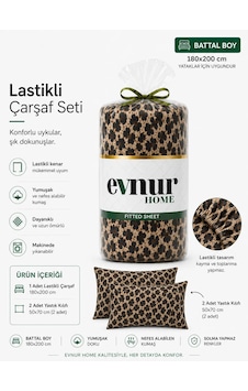 Evnur Home Leoparlı Lastikli Çarşaf Seti Battal Boy Çok Renkli Evnur Home Leoparlı Lastikli Çarşaf Seti Battal Boy Çok Renkli