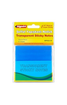 Bigpoint Pet Yapışkanlı Şeffaf Notluk 75x75mm Mavi X 12 Adet Bigpoint Pet Yapışkanlı Şeffaf Notluk 75x75mm Mavi X 12 Adet