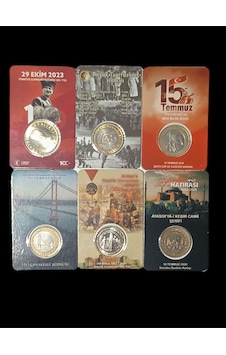 6 Adet Hatıra Para 1 Lira . Kitli. 6 Adet Hatıra Para 1 Lira . Kitli.