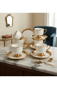 Kosova 12 Parça Gold Ayaklı Porselen Kahve Fincan Takımı 6 Kişilik Altın Kosova 12 Parça Gold Ayaklı Porselen Kahve Fincan Takımı 6 Kişilik Altın