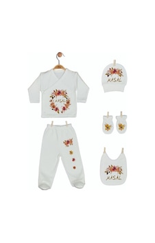 Pia Baby Gl 1929-05 İsme Özel Beşli Zıbın Set Krem Pia Baby Gl 1929-05 İsme Özel Beşli Zıbın Set Krem