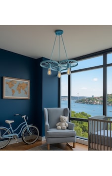 Mylights Erkek Bebek Çocuk Odası Halka Model Sarkıt Avize Bebek Mavi E27 Duy Modern Tavan Aydınlatma Mavi