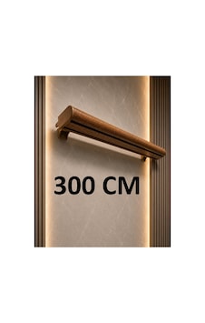 Meşe Dekoratif Ray 2 Kanallı Dekoratif Ahşap Desenli Metal Perde Kornişi Meşedeko300cm - 849479350 Meşedeko300cm