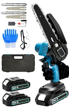 Moonshop TS02 128VF 12AH Çift Bataryalı Şarjlı Dal Budama Testere Mavi