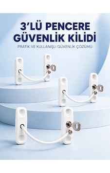 Maesko 3 Adet Pencere Güvenlik Kilidi Esnek Bağlantılı Anahtarlı Koruma Seti Maesko 3 Adet Pencere Güvenlik Kilidi Esnek Bağlantılı Anahtarlı Koruma Seti