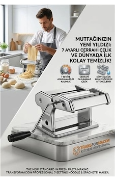 Profesyonel Sökülebilir Kolay Temizlenen Erişte Ve Makarna Makinesi - 7 Ayarlı Hamur Açma Spagetti Makinası 723138
