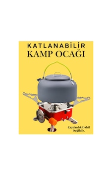 Portatif Kamp Ocağı - Tek Gözlü Manyetolu Piknik Ocağı - Kartuşlu Mini Ocak - Kırmızı Kırmızı