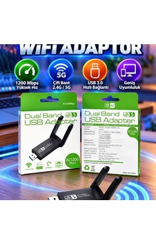 1200 Mbps Çift Bant Usb Wifi Adaptör Geniş Uyumluluklu Yüksek Hızlı Kablosuz Ağ Bağlantısı 92333055 1200 Mbps Çift Bant Usb Wifi Adaptör Geniş Uyumluluklu Yüksek Hızlı Kablosuz Ağ Bağlantısı 92333055