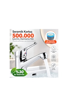 Krom Sabit Lavabo Bataryası Seramik Kartuş Su Tasarruflu Tek Kumandalı Banyo Musluğu Gümüş Krom Sabit Lavabo Bataryası Seramik Kartuş Su Tasarruflu Tek Kumandalı Banyo Musluğu Gümüş