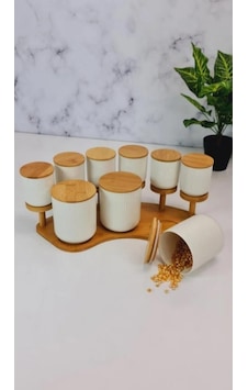 Arow Baharat Takımı Porselen TR-1891 Ahşap - Beyaz Arow Baharat Takımı Porselen TR-1891 Ahşap - Beyaz