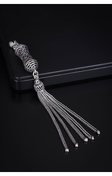 Encili Silver 925 Ayar Gümüş Oval Vizyon Model Tesbih Püskülü