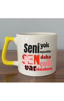 Seni Yok Sayacaklar Baskılı Kadınlar Günü Sarı Kulplu D Kupa