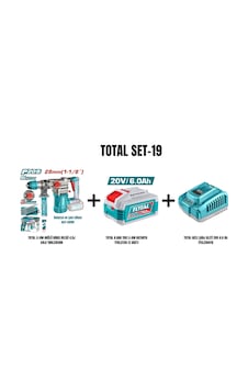 Total Set-19 Total Lı-ıon Akülü Kırıcı Delici 4.5j+2 Adet 6.0 Ah Batarya+hızlı Şarj Aleti Total Set-19 Total Lı-ıon Akülü Kırıcı Delici 4.5j+2 Adet 6.0 Ah Batarya+hızlı Şarj Aleti