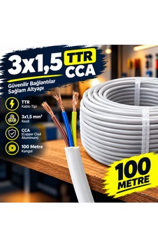3x1,5 Ttr Cca Kablo 100 Metre