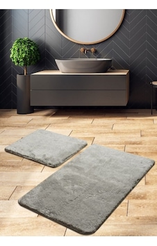 Saraz Halı Pofuduk Peluş Gri Banyo Paspas 2 Ligri Gri