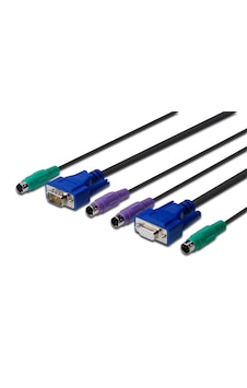 Kvm Keyboard/video Monitor/mouse İçin Ahtapot Kablo, 1.80 Metre, Siyah Renk, 1 X Vga Dişi, 1 Vga Erkek, 2 X Ps/2 Klavye Erkek, 2 X Ps/2 Mouse Erkek
