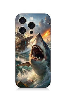 Apple Uyumlu iPhone 15 Pro Max Köpekbalığı Saldırısı Desenli Silikon Kılıf Silikon Apple Uyumlu iPhone 15 Pro Max Köpekbalığı Saldırısı Desenli Silikon Kılıf Silikon