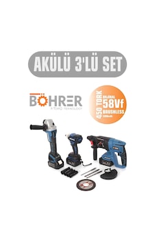 Böhrer 3 Lü 258vf 5ah Şarjlı Kırıcı Delici -Taşlama -Vidalama +3 Batarya Set Böhrer 3 Lü 258vf 5ah Şarjlı Kırıcı Delici -Taşlama -Vidalama +3 Batarya Set