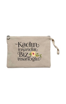 Kadın İnsandır Biz İnsanoğlu Krem Clutch Astarlı Cüzdan / El Çantası Kadın İnsandır Biz İnsanoğlu Krem Clutch Astarlı Cüzdan / El Çantası