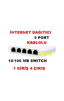 5 Portlu İnternet Dağıtıcısı Modem Pc Arası Kablolu Çoklayıcı 5 Portlu İnternet Dağıtıcısı Modem Pc Arası Kablolu Çoklayıcı