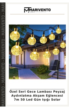 Özel Seri Gece Lambası Peyzaj Aydınlatma Akşam Eğlencesi 7m 50 Led Gün Işığı Solar